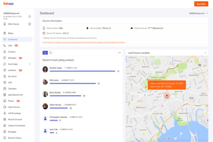 Control Panel of Safespy